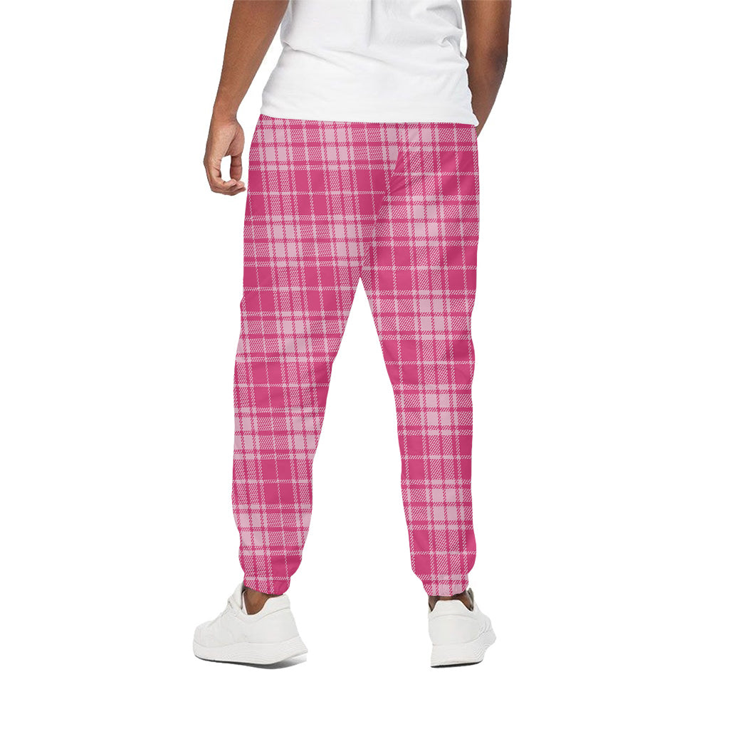 Pink Tartan Pattern Print Cotton Pants