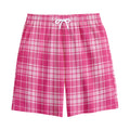 Pink Tartan Pattern Print Cotton Shorts