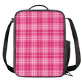 Pink Tartan Pattern Print Crossbody Lunch Bag