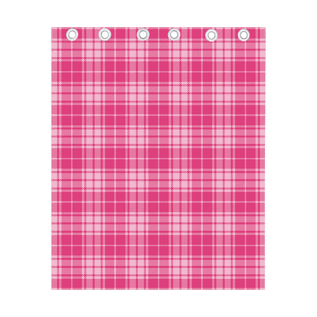 Pink Tartan Pattern Print Curtain