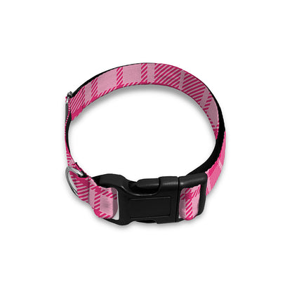 Pink Tartan Pattern Print Dog Collar