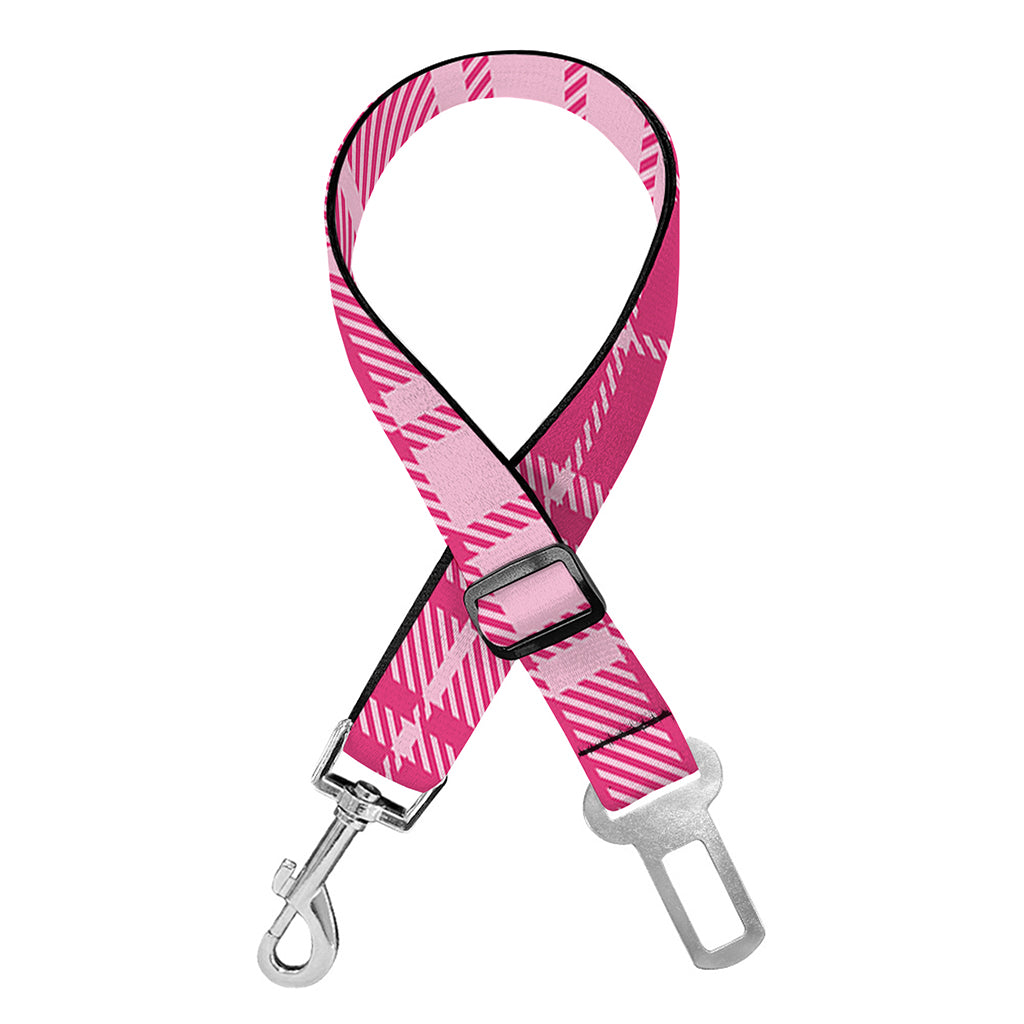 Pink Tartan Pattern Print Dog Seat Belt