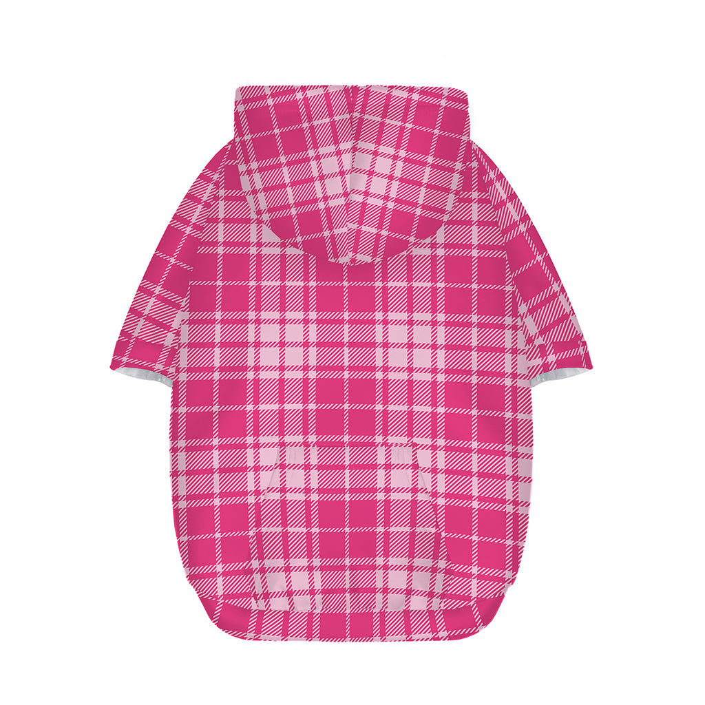 Pink Tartan Pattern Print Dog Zip Up Hoodie