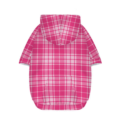 Pink Tartan Pattern Print Dog Zip Up Hoodie