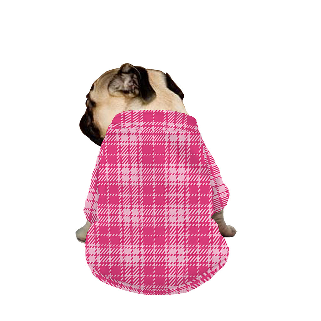 Pink Tartan Pattern Print Dog Zip Up Jacket