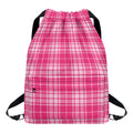 Pink Tartan Pattern Print Drawstring Backpack