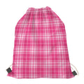 Pink Tartan Pattern Print Drawstring Bag