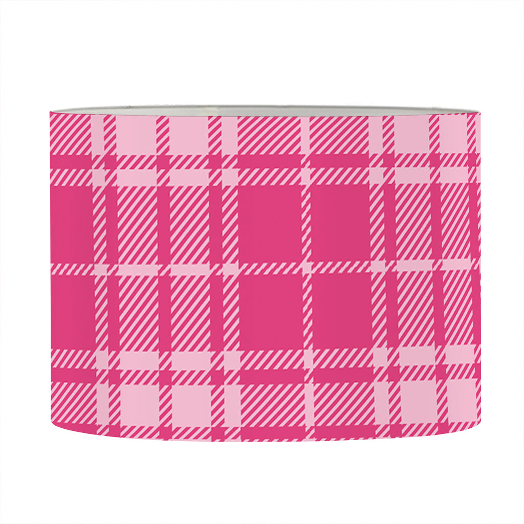 Pink Tartan Pattern Print Drum Lamp Shade