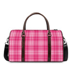Pink Tartan Pattern Print Duffle Bag