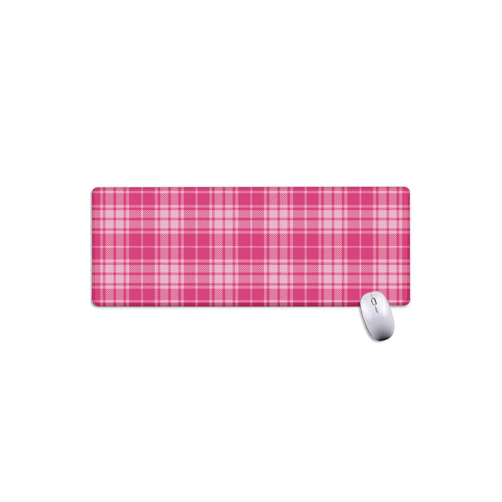 Pink Tartan Pattern Print Extended Mouse Pad
