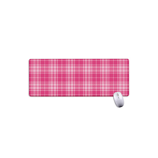 Pink Tartan Pattern Print Extended Mouse Pad