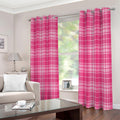 Pink Tartan Pattern Print Extra Wide Grommet Curtains
