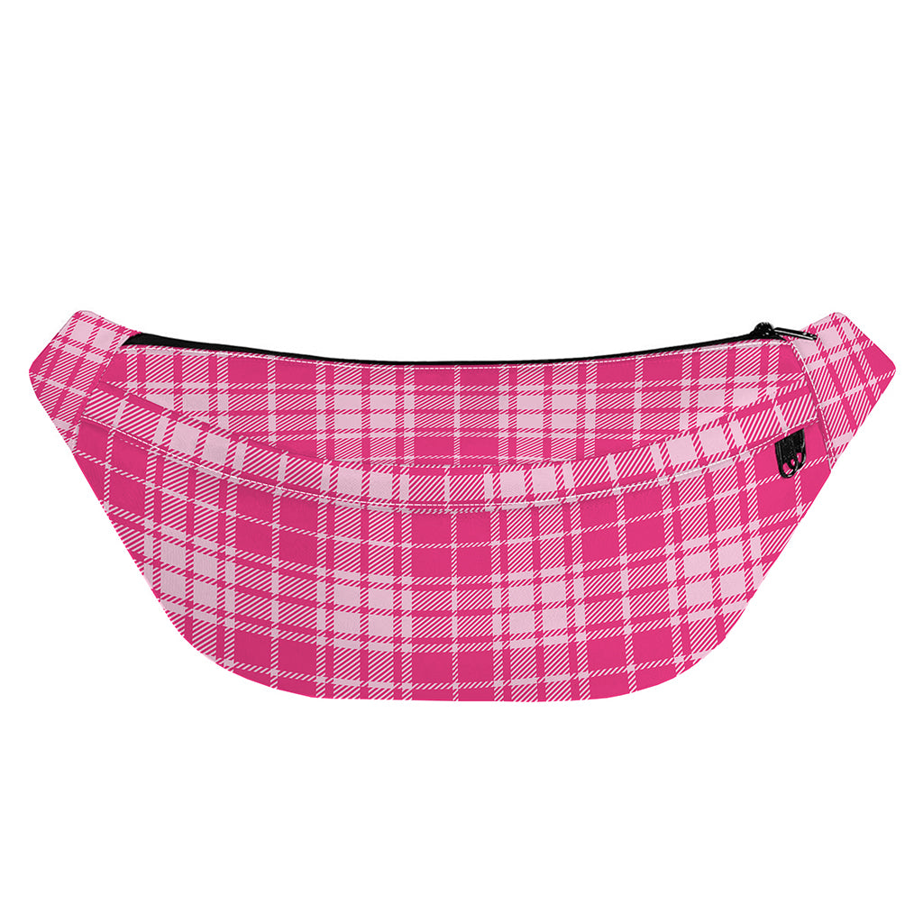 Pink Tartan Pattern Print Fanny Pack