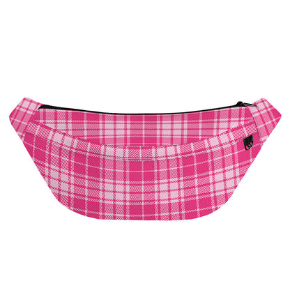 Pink Tartan Pattern Print Fanny Pack