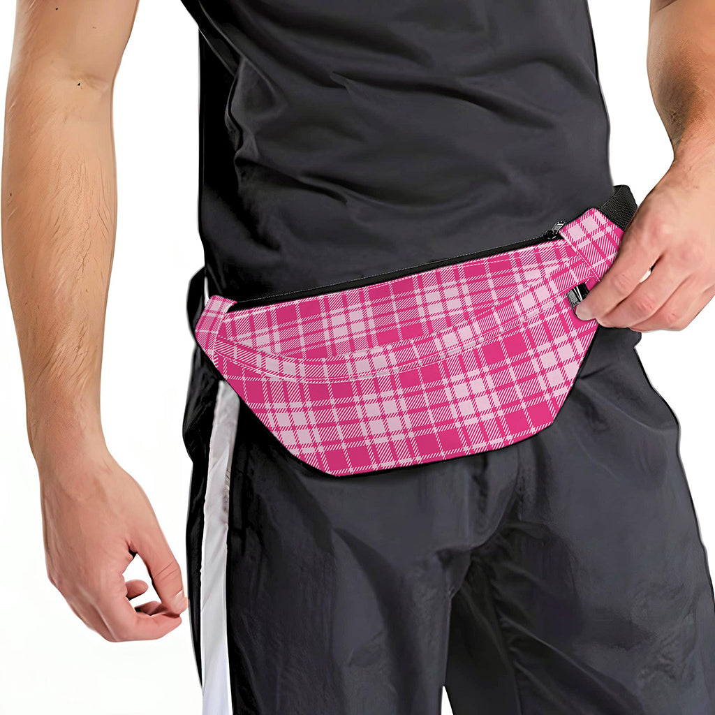 Pink Tartan Pattern Print Fanny Pack