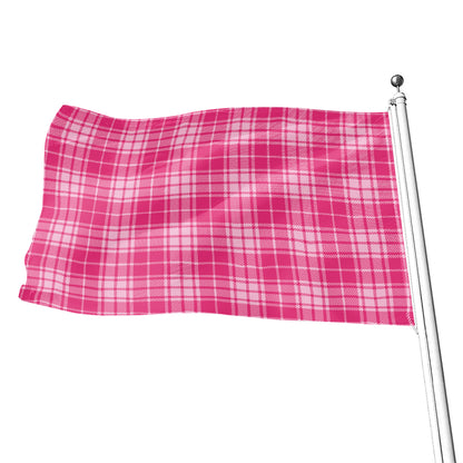 Pink Tartan Pattern Print Flag