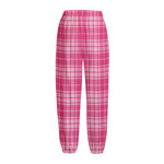 Pink Tartan Pattern Print Fleece Lined Knit Pants