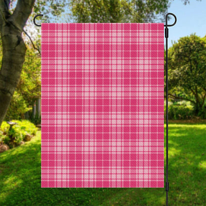 Pink Tartan Pattern Print Garden Flag