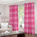 Pink Tartan Pattern Print Grommet Curtains