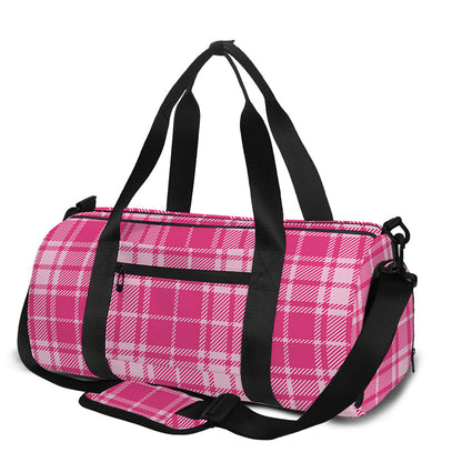 Pink Tartan Pattern Print Gym Bag