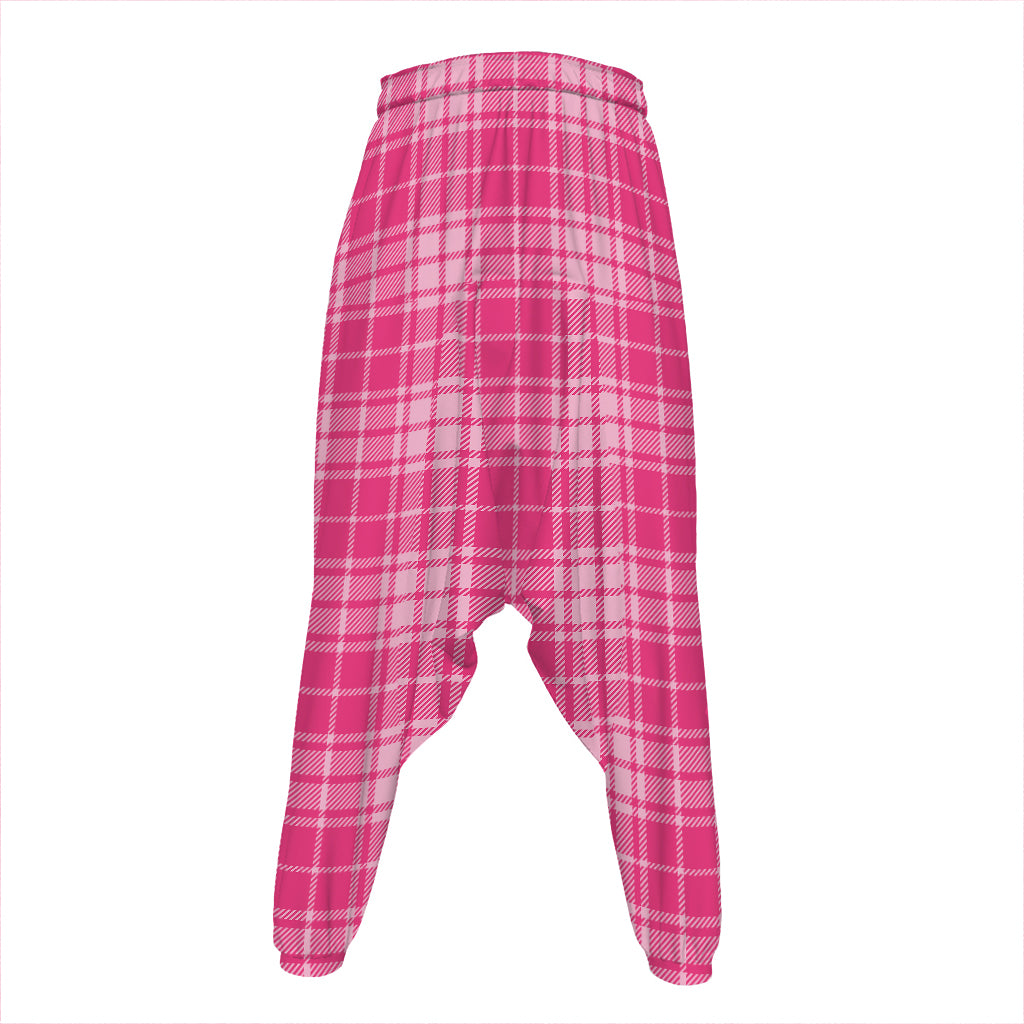 Pink Tartan Pattern Print Hammer Pants
