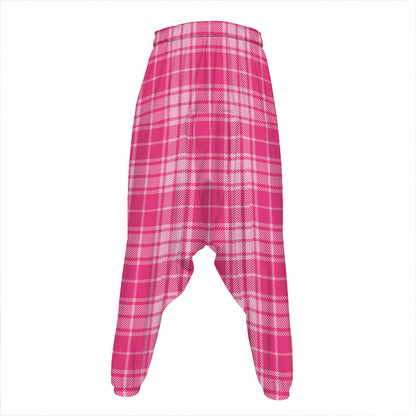 Pink Tartan Pattern Print Hammer Pants