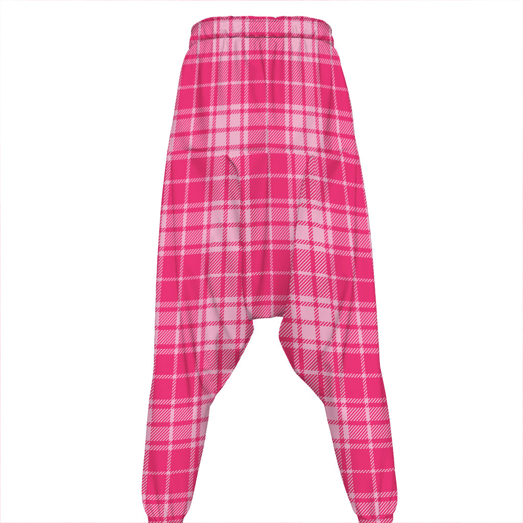 Pink Tartan Pattern Print Hammer Pants