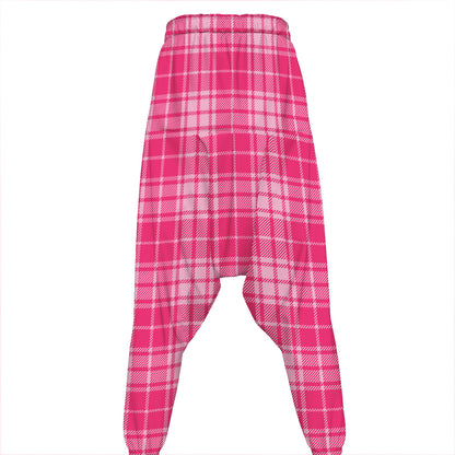 Pink Tartan Pattern Print Hammer Pants