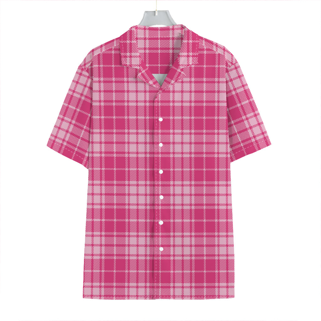 Pink Tartan Pattern Print Hawaiian Shirt