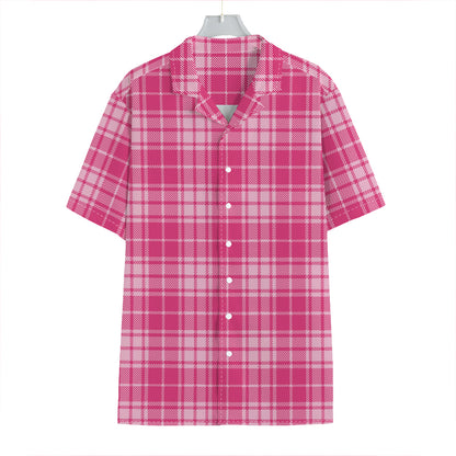 Pink Tartan Pattern Print Hawaiian Shirt