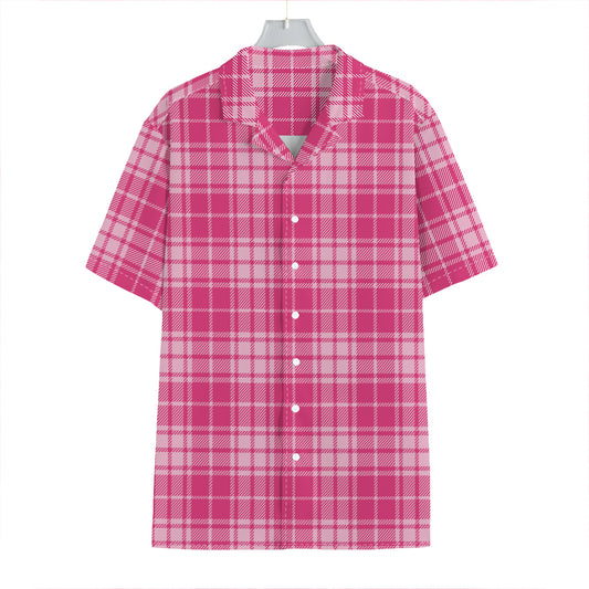 Pink Tartan Pattern Print Hawaiian Shirt