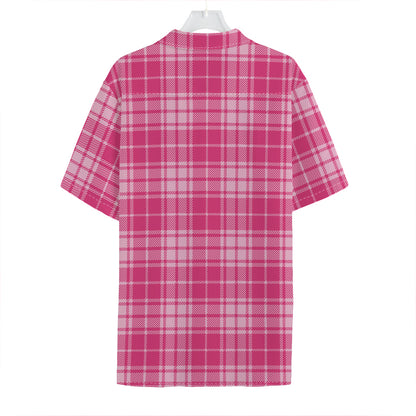 Pink Tartan Pattern Print Hawaiian Shirt
