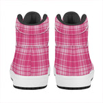 Pink Tartan Pattern Print High Top Leather Sneakers