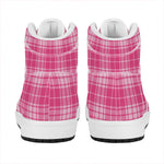 Pink Tartan Pattern Print High Top Leather Sneakers