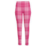 Pink Tartan Pattern Print High-Waisted Pocket Leggings