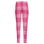 Pink Tartan Pattern Print High-Waisted Pocket Leggings