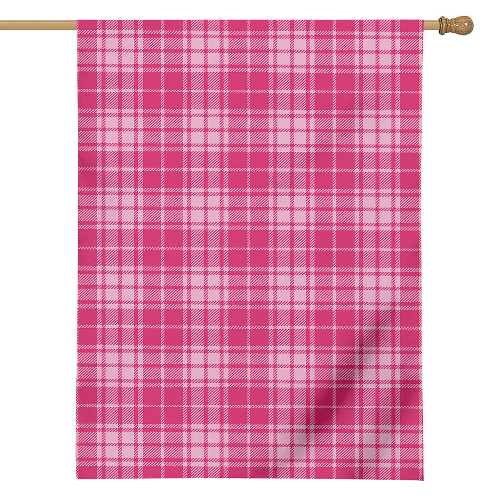 Pink Tartan Pattern Print House Flag