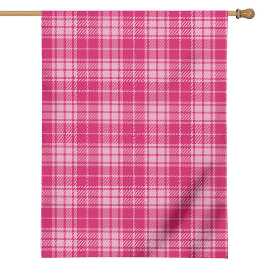 Pink Tartan Pattern Print House Flag