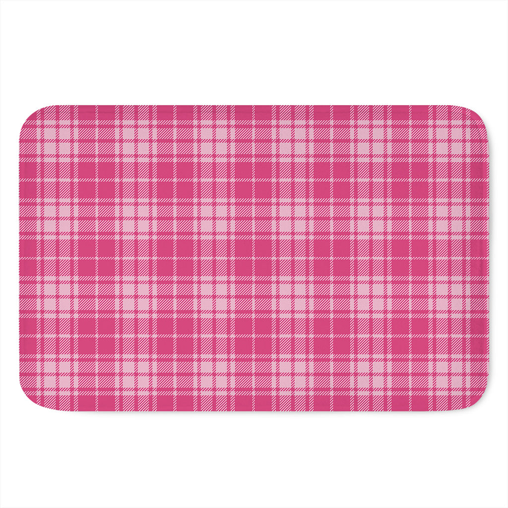 Pink Tartan Pattern Print Indoor Door Mat