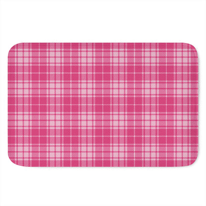 Pink Tartan Pattern Print Indoor Door Mat