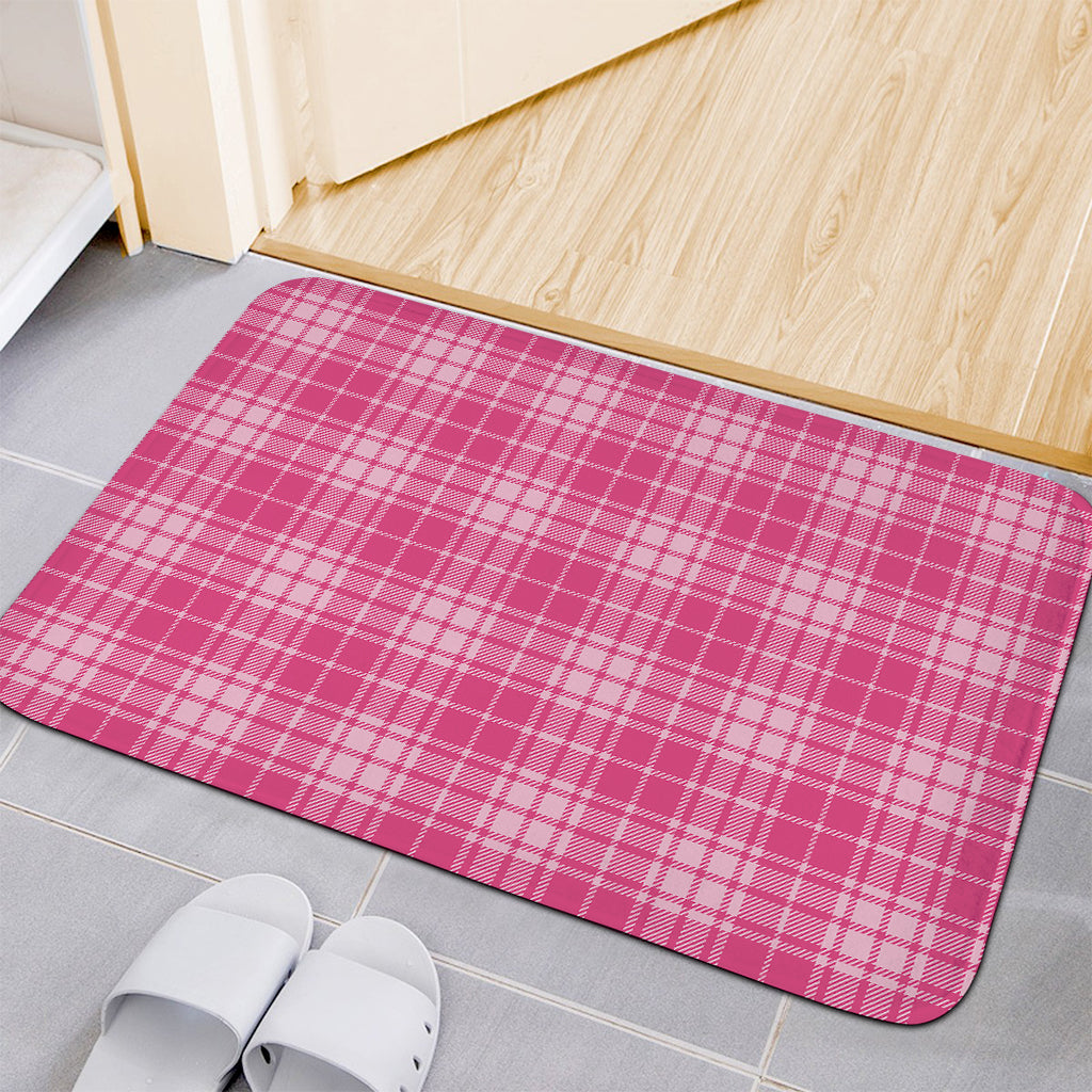 Pink Tartan Pattern Print Indoor Door Mat