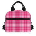 Pink Tartan Pattern Print Insulated Lunch Bag