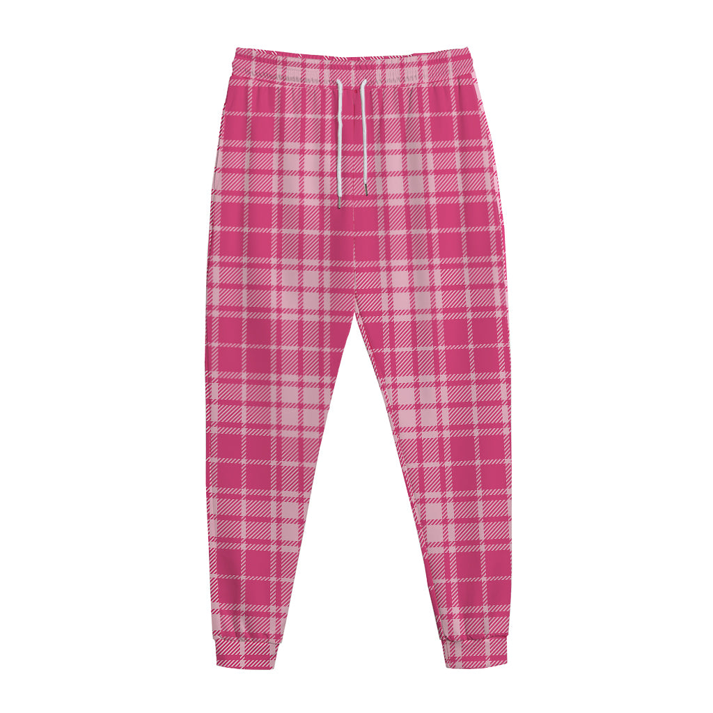 Pink Tartan Pattern Print Jogger Pants