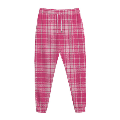 Pink Tartan Pattern Print Jogger Pants