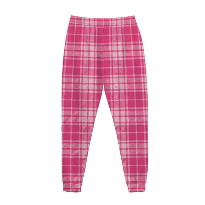 Pink Tartan Pattern Print Jogger Pants