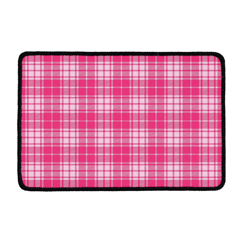 Pink Tartan Pattern Print Kitchen Mat
