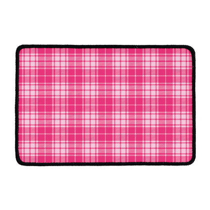 Pink Tartan Pattern Print Kitchen Mat