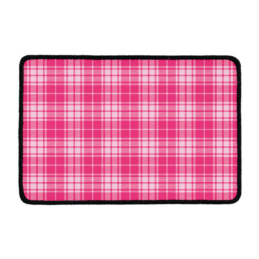 Pink Tartan Pattern Print Kitchen Mat