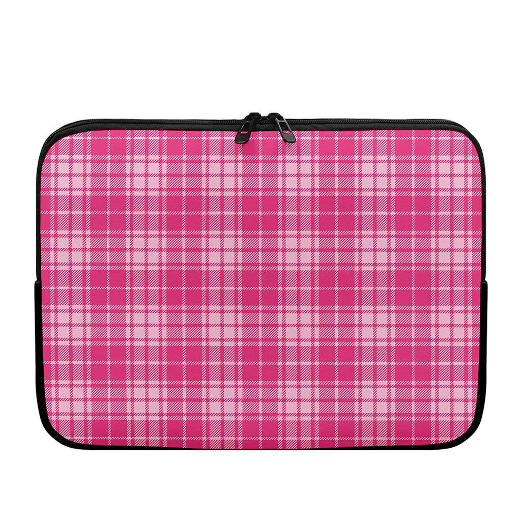Pink Tartan Pattern Print Laptop Sleeve