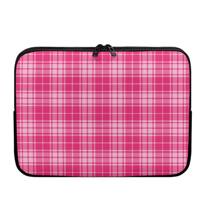 Pink Tartan Pattern Print Laptop Sleeve